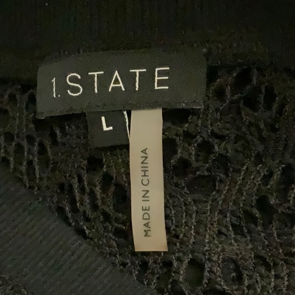 1. State black pullover mesh top-perfect for any weather. Size L - Picture 5 of 6